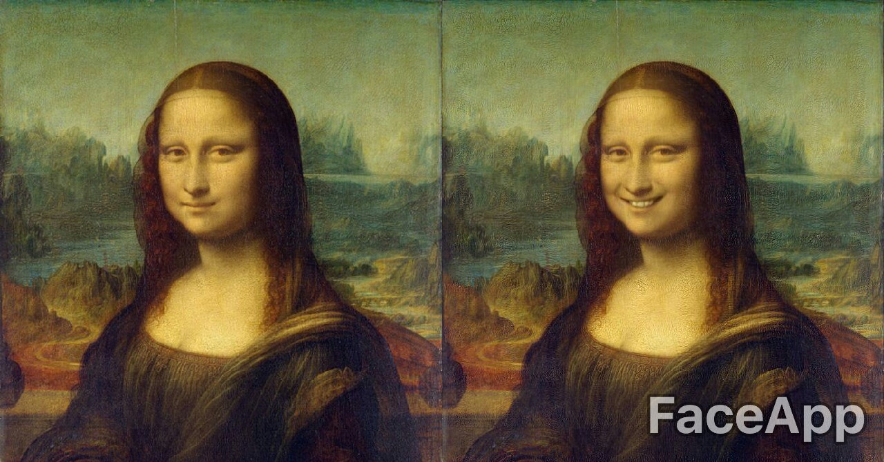 『モナ・リザ』をFaceAppで笑わせる