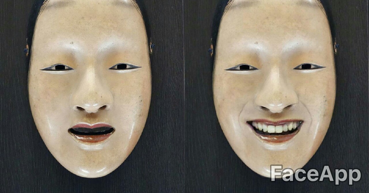 FaceAppを使って能面を笑わせる