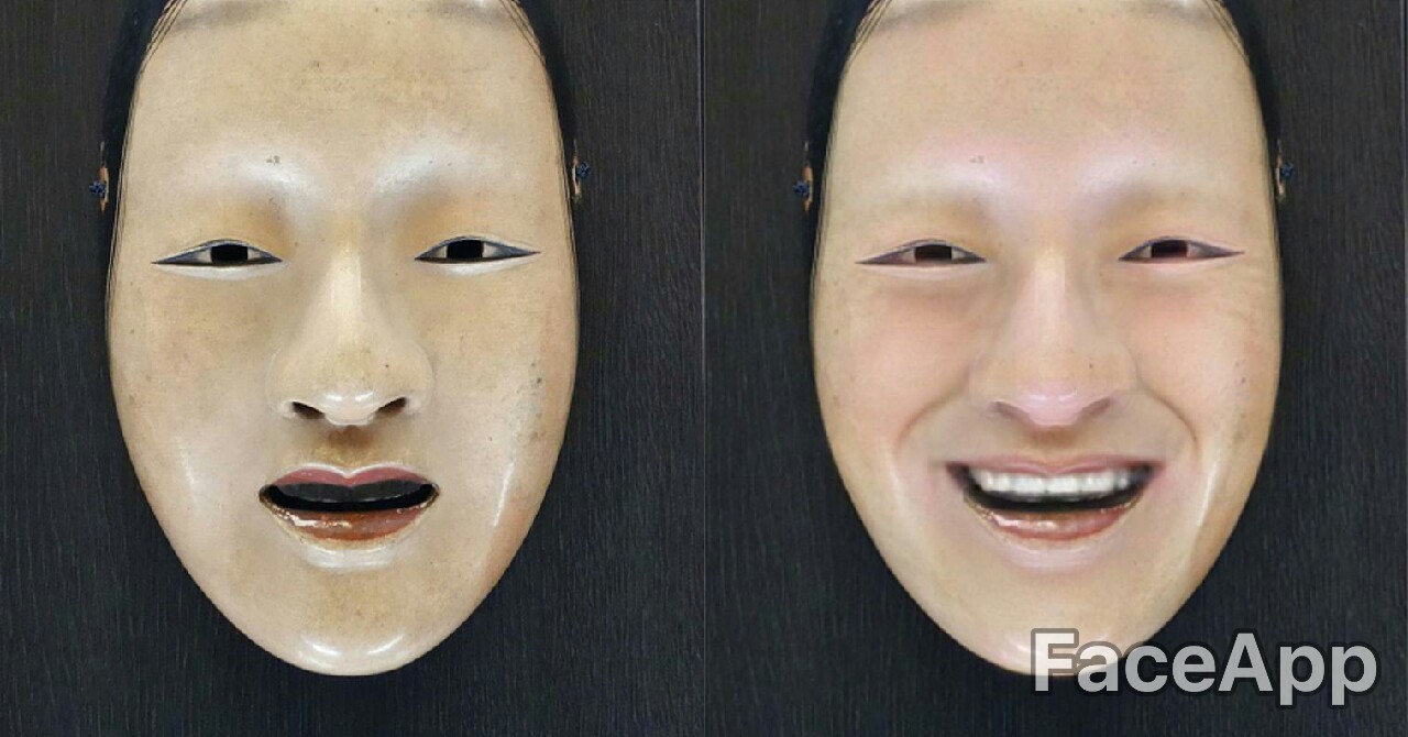 FaceAppを使って能面を笑わせる