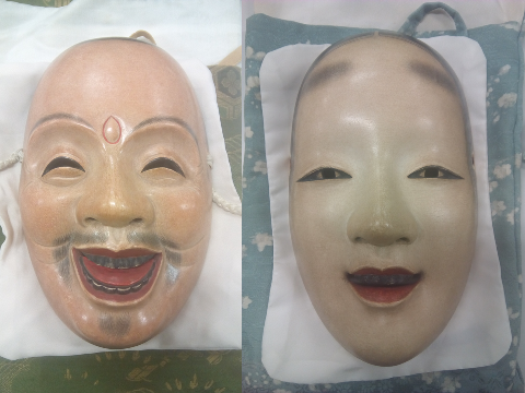 「福の神」の面と「若女」の面